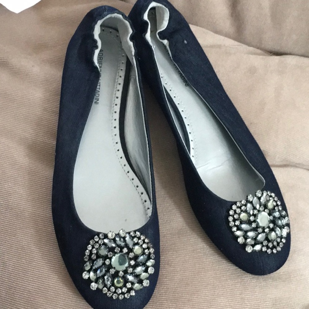 Adrienne Vittadini  Denim Rhinestone Flats